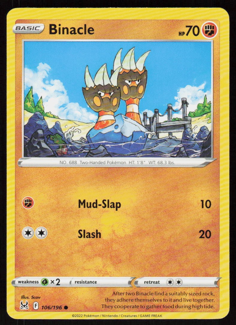 Binacle 106/196 Common Lost Origin Pokemon Lightly Played