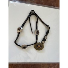 Vintage Western Leather Concho Belt w/ Brass Buckle