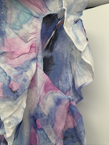 Zac & Rachel Plus Sz 3X Blouse Top Watercolor Ruffled New - Picture 6 of 6