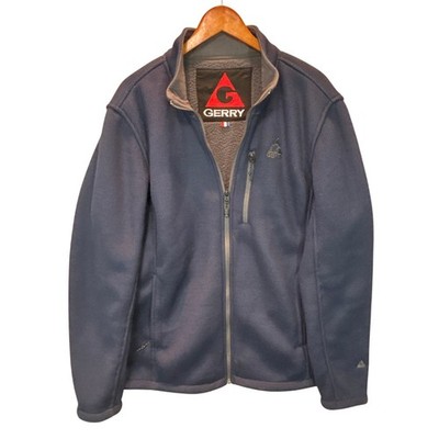  Gerry Basecamp Jacket Mens 2XL Heavy Blue Fleece Lined Textured Waffle Knit Zip