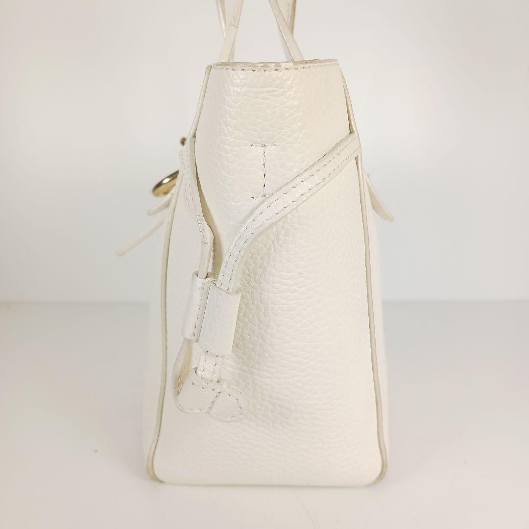 FURLA Furla Net Grain Leather Mini Tote Handbag White Good