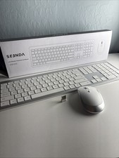 Seenda 2.4G Rechargeable Wireless Keyboard Mouse White, Ultra Thin Low Profile