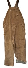 VTG Carhartt R42 Men s 44x30 Overalls Brown Duck Double Knee Blanket Lined USA