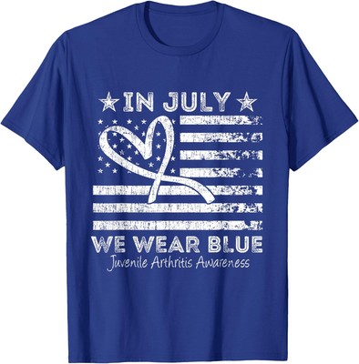 We Wear Blue Juvenile Arthritis Awareness US Flag Unisex T-Shirt
