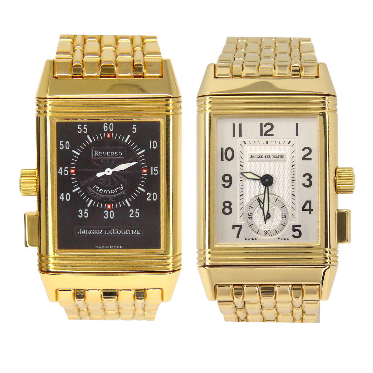 Jaeger-LeCoultre Reverso Memory 18K Yellow Gold Manual Wind Silver