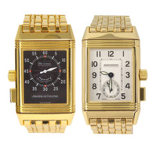 Jaeger-LeCoultre Reverso Memory 18K Yellow Gold Manual Wind Silver/Black Dial