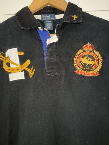 Vintage Polo Ralph Lauren Mercer Club Rugby Shirt, schwarz, Damen 14-16 Large - Bild 2 von 7
