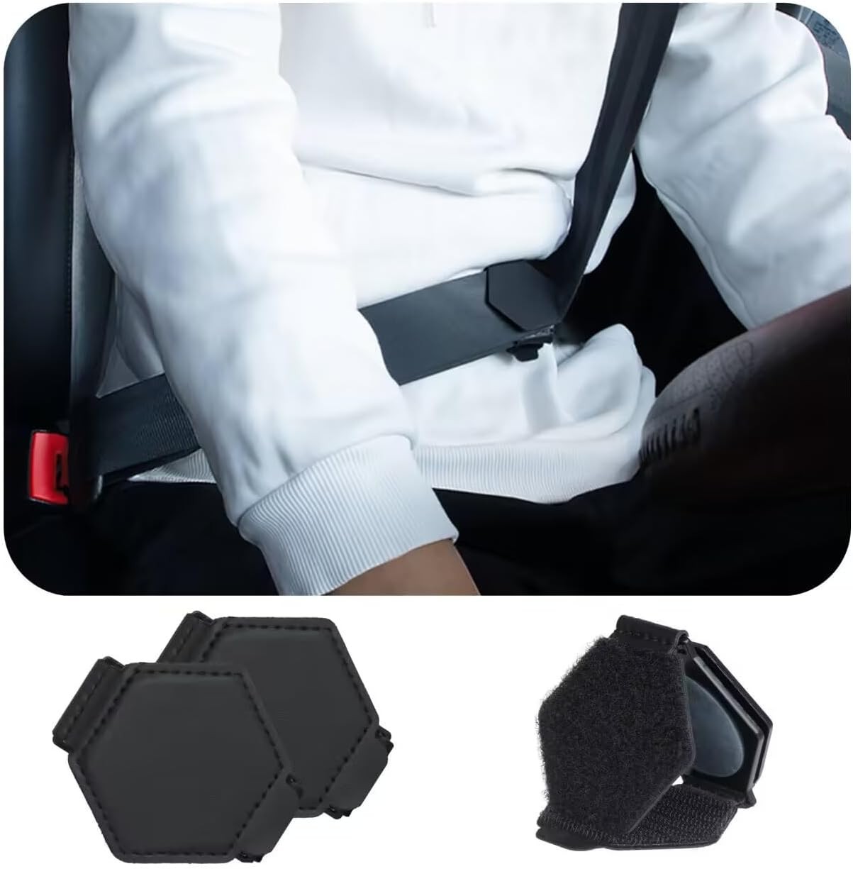 Yuoyar 2 Packs Car Seat Belt Clips - Universal Leather Seatbelt Adjuster Clips -