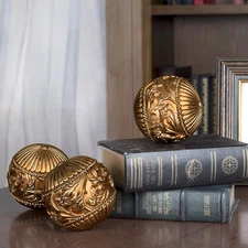 4" Vintage Decorative Balls Orbs, Set of 3 Decorative Spheres for Bowls and T...