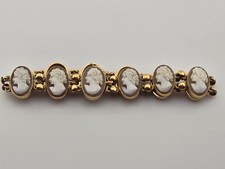 Vintage 14K Yellow Gold Multi-Cameo Link Bracelet (18.3 Grams)