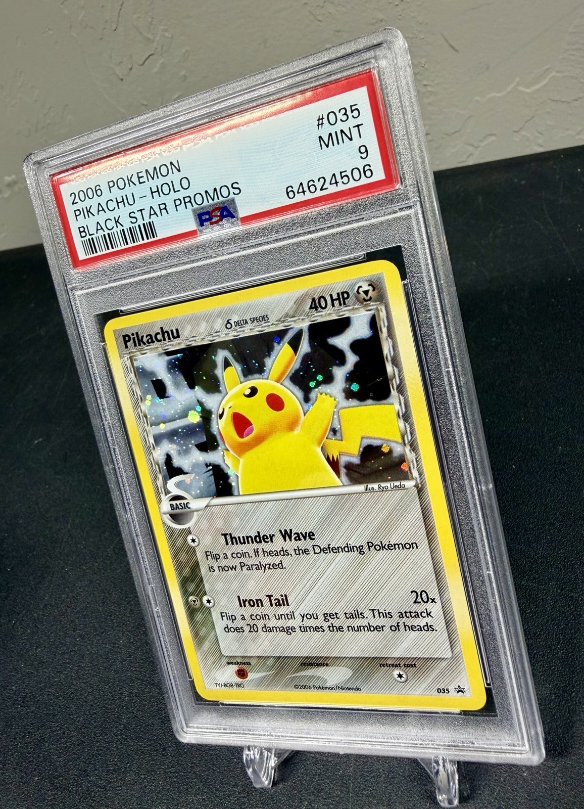 2006 POKEMON BLACK STAR PROMOS #035 PIKACHU-HOLO PSA 9 view 3