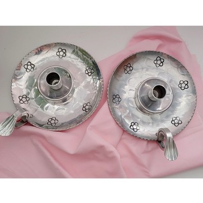 Aluminum Hand Wrought Chamber Candle Holders Buenilum One Pair Cottagecore Vtg