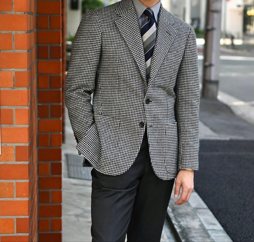 RING JACKET Tailored Houndstooth Wool Jacket Size… - image 1