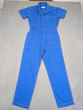 Reformation Morgan Twill Jumpsuit Womens 2 Cerulean Blue Button Front Utility