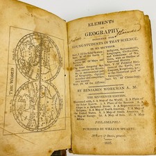1816 Elements Of Geography Benjamin Workman 16th Edition With Maps Antique Text