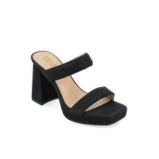 Journee Collection Women 9.5 M Black Jaell Strappy Block Heel Sandals NIB NU7