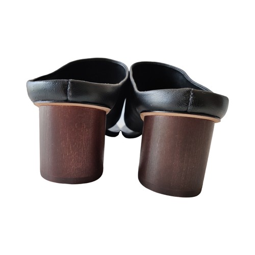New Vince Black Leather Mules Sandals Dionne Slip On Wood Block Heel Size 8.5 M - Picture 8 of 12