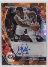 2021-22 Panini Prizm Draft Picks Orange Ice Matt Mitchell #DP-MMI Auto 0c2