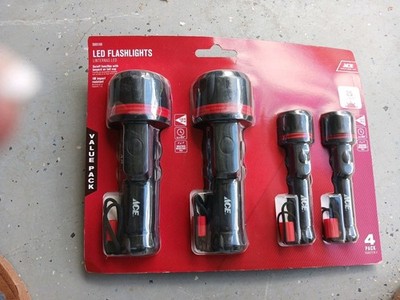 New Ace 4 Pack LED Flashlights with Anti Roll Feature- Comfortable Contour Grips