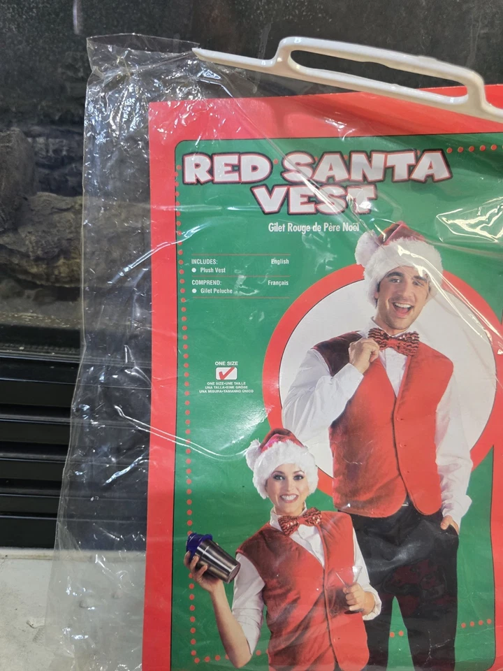 Рубины взрослый один размер Санта жилет красный бархат плюшевая кнопка спереди праздничный аксессуар - Изображение 4 из 4