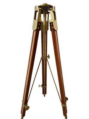 Collectible Antique Wooden Tripod Brass Finish Aluminum 60 Inch Extended Tripod