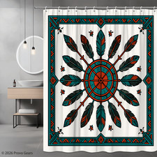 Colorful Native American Style Shower Curtain with Feathers