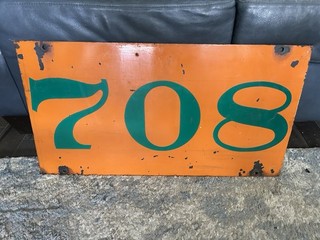 Original EJ&E Baldwin Center Cab Locomotive 708 Front Number Plate Sign