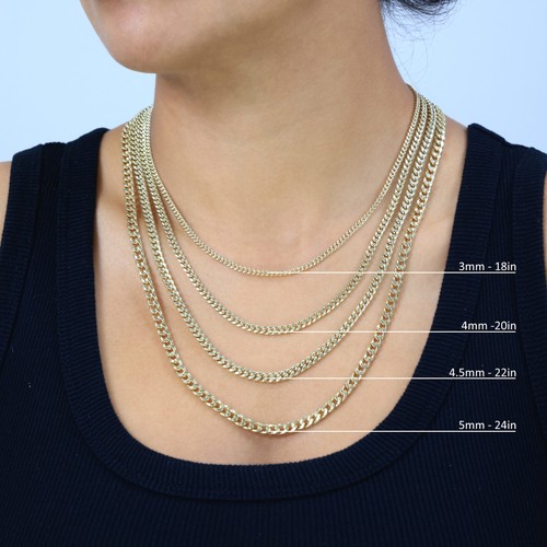 14K Yellow Gold 3mm-12.5mm Miami Cuban Link Chain Necklace Mens Women 16"- 30" - Picture 4 of 108