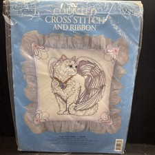 Angel Kitty Pillow Counted Cross Stitch And Ribbon Kit 50836 Candamar Design Cat