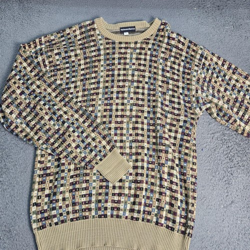 Neiman Marcus Sweater Mens Large Multicolor Geometric Knit Crewneck Pullover