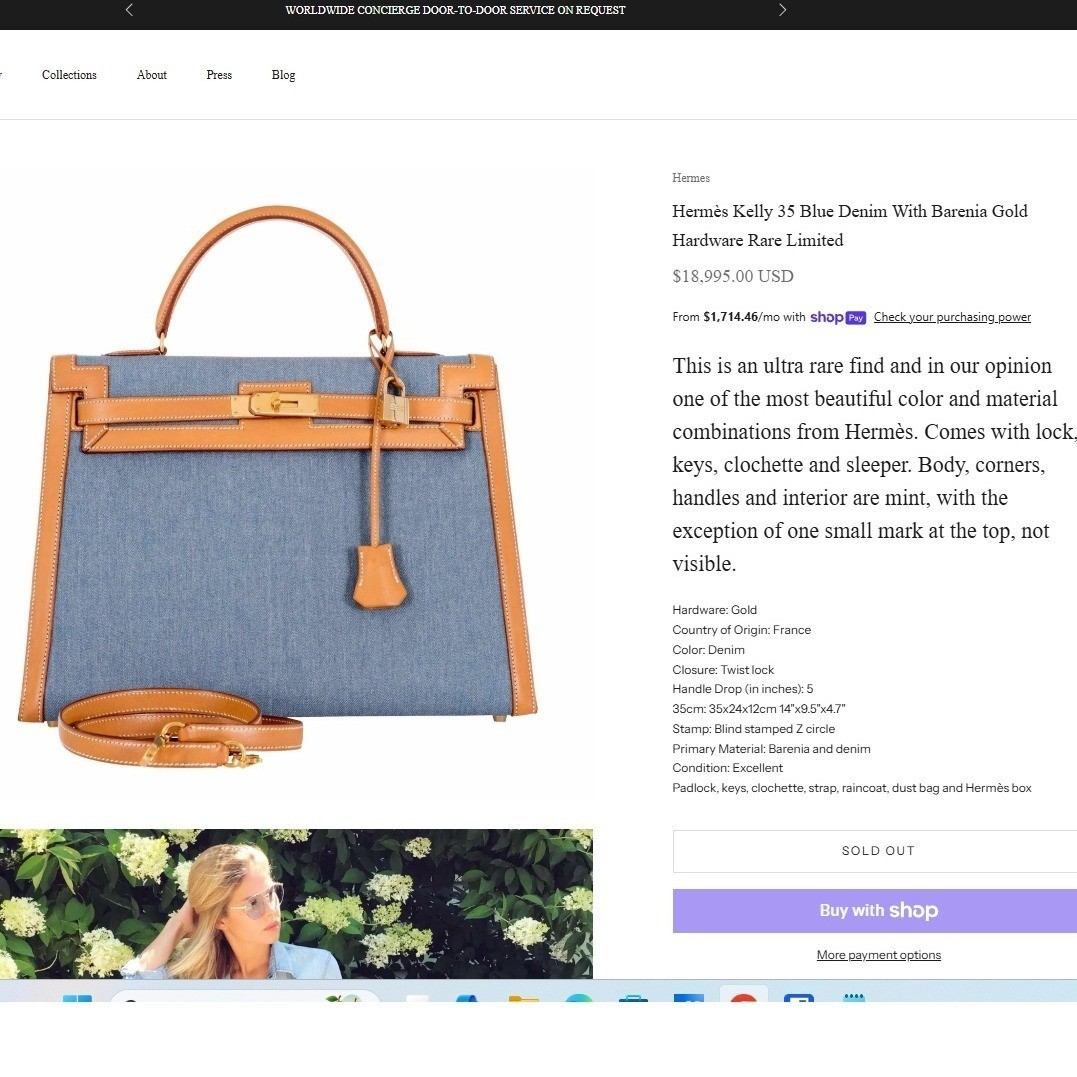 Tory Burch Lee Radziwill Denim Tan Leather Top Handle Bag