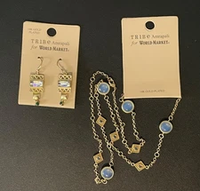 NWT Tribe Amrapali World Market 14k Gold Crystal Earrings and Necklace $60