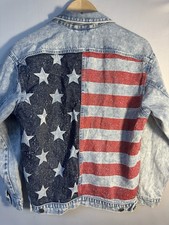 H&M Divided Denim Jacket American Flag Back P...