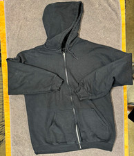 Gildan Heavy Blend Men's Black Solid Full Zip Hoodie XL Fleece Pockets Hooded