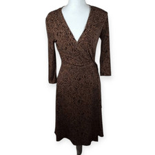 BCBGMAXAZRIA BROWN & CREAM WRAP DRESS SZ.SP EUC