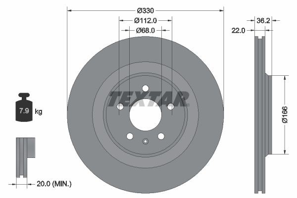 2X Textar Bremsscheibe 92160303 FüR Audi-image