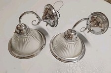 2- Wall Sconces Antique Style Silver Bathroom Vanity Light Fixture Wall Mount
