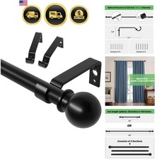 Curtain Rods for Windows 28 to 48 inch, 5/8 inch Black Curtain Rod Set with B...