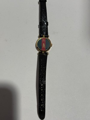 Vintage 80s Gucci Gold Tone w/ Red & Green Enamel Round  display picture 3