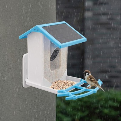 Solar Powered Bird Feeder Smart Bird Feeder Bird Feeding Unit with Camera Blue