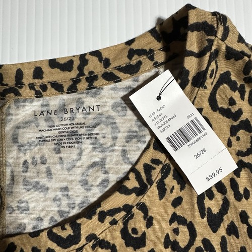 Lane Bryant Top Blouse Women’s 4XL 26/28 Animal Print Leopard Long Sleeve NWT - Picture 2 of 6