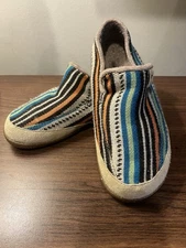 SMARTWOOL Macaroon Wool Slip On Shoes With Rubber Bottoms Women’s Size 7 Striped