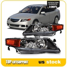 Pair Hidxenon Projector Headlights For 2004-2008 Acura Tsx Base Black Amber