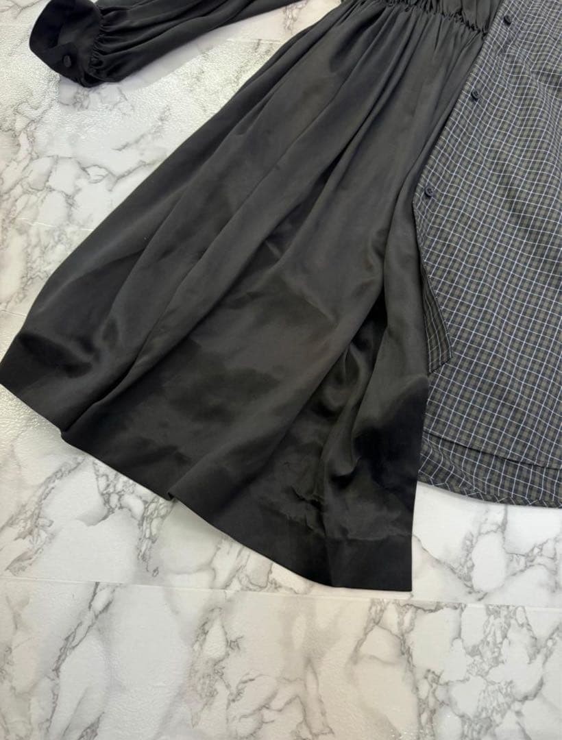 USED BALENCIAGA SILK CHECK DRESS VERYGOOD thumbnail 5