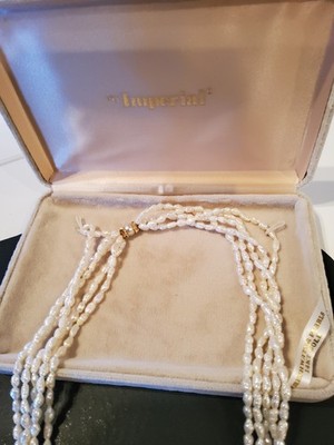 Imperial Multi-Strand White Baroque Freshwater Pearl Necklace 14K Yellow Gold