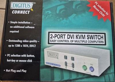 Digitus DC IC-8121D KVM Switch 2-Port DVI PS/2 | NOS NEU & OVP Unbenutzt Retro