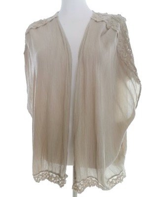 ZIZZI Damen Langer Offener Cardigan Gr. L Grau Viskose 100% Leichter Strick