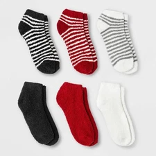 Target Brand Women's 6 Pair Low Cut Cozies Socks Stripes & Solids Super Soft New
