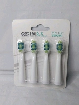 Pack of 4 Voom Sonic Pro 3/Pro 5 Replacement Heads Advanced Bristle Tech Soft