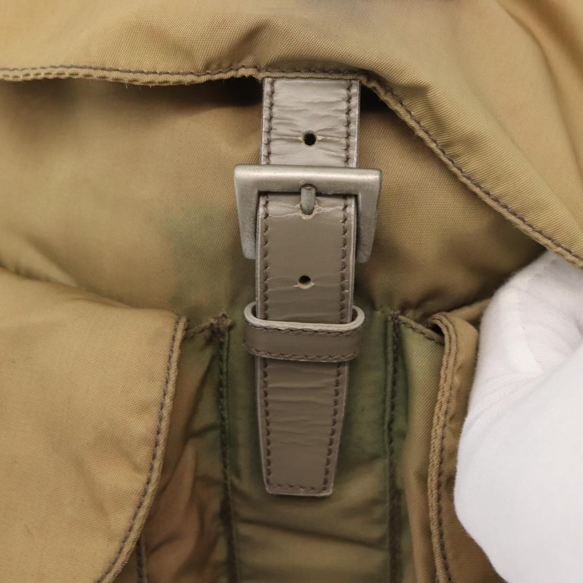 PRADA Backpack Nylon Beige Silver Auth 164845 thumbnail 17